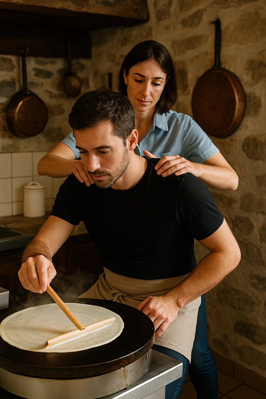 Zones du corps sollicitées en crêperie