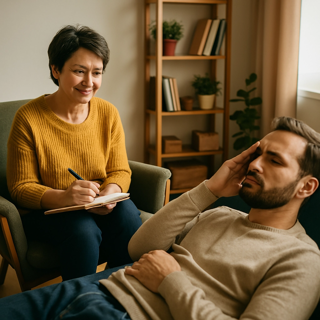 Psychothérapeute en consultation