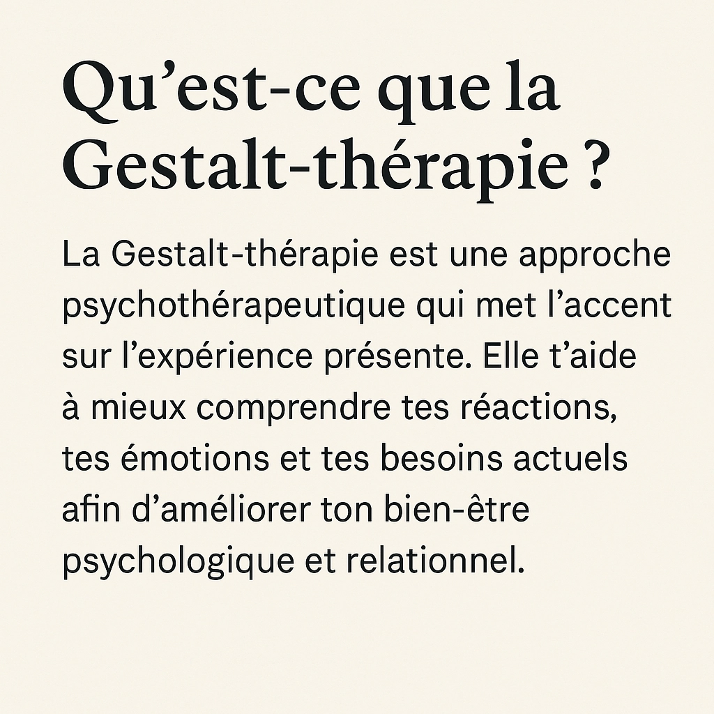 Illustration de la Gestalt-thérapie, méthode psychothérapeutique centrée sur l'instant présent