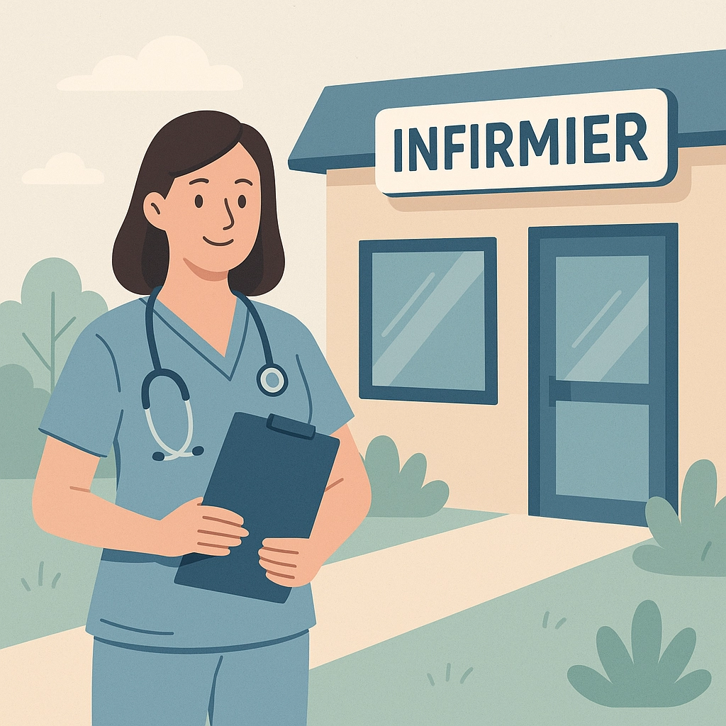 Infirmière devant la clinique – Les Ostéo du Golfe