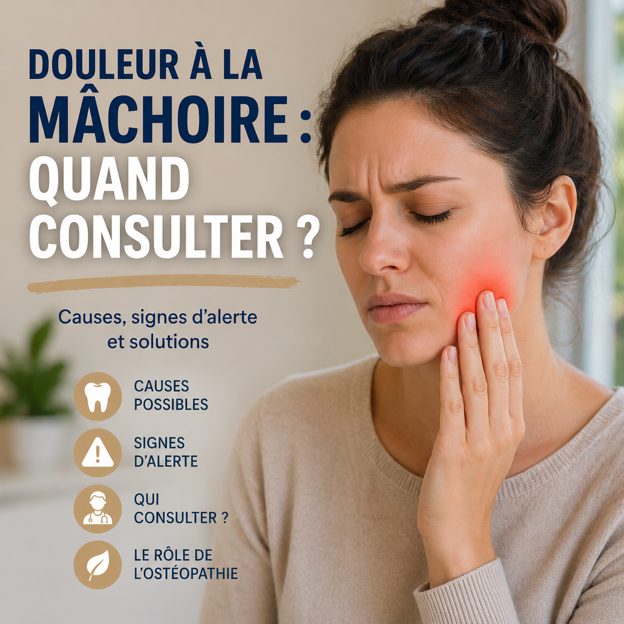 Douleur à la mâchoire (ATM) : causes, signes d’alerte et quand consulter