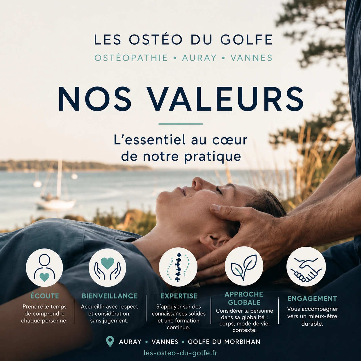 Les valeurs des Ostéo du Golfe : une ostéopathie claire, humaine et adaptée
