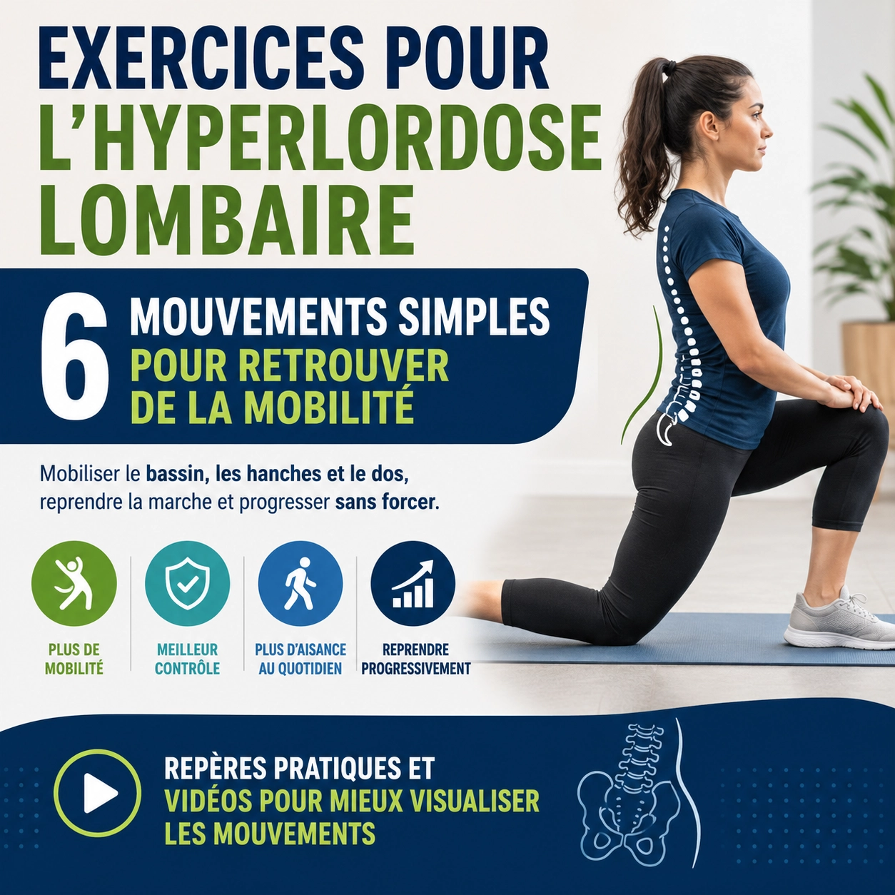 Exercices pour l’hyperlordose lombaire : 6 mouvements simples pour retrouver de la mobilité