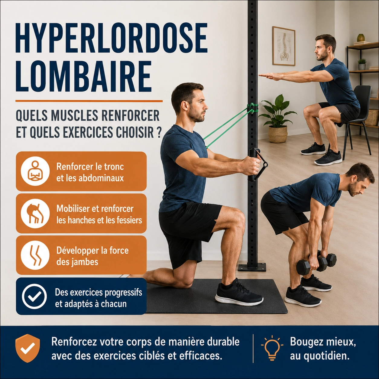 Hyperlordose lombaire : quels muscles renforcer et quels exercices choisir ?